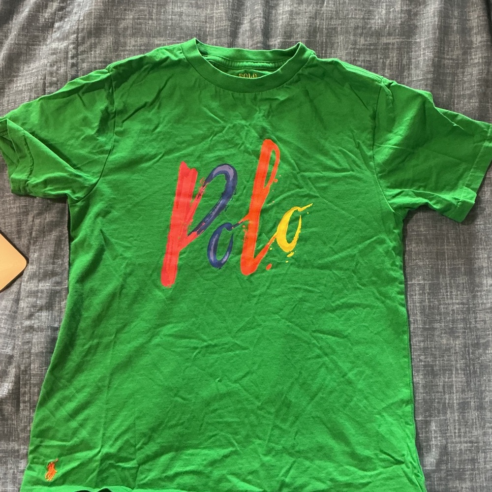 Polo by Ralph Lauren Green Tee with Multicolor Logo